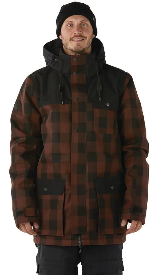 While Supplies Last Elude Quinn Mens Jacket Lumberjack Plaid Deep Mahogony